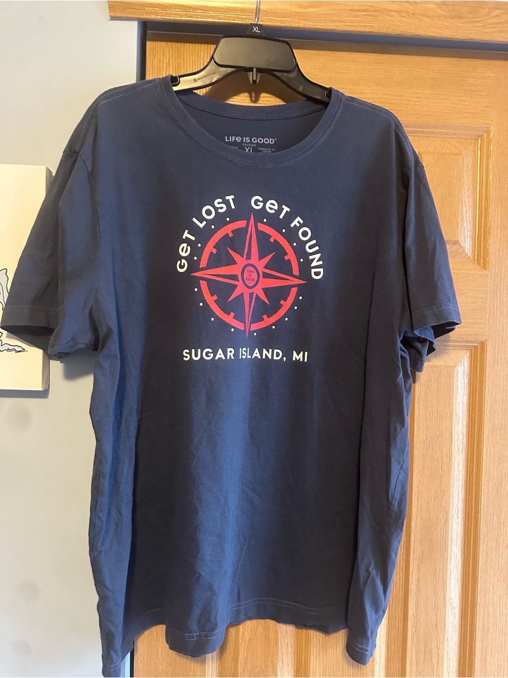 Life Is Good Navy Short-Sleeve Tee with Red Compass Graphic